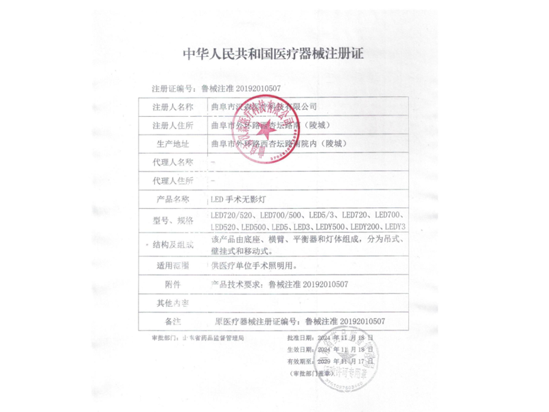 醫(yī)療器械注冊(cè)證